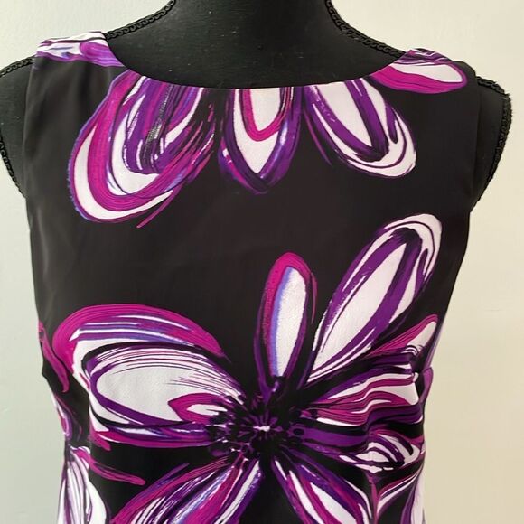 Alyx Womens Vibrant Black Purple Sleeveless Dress Sz 4 - Picture 2 of 8
